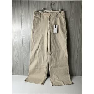 New NWT Oat New York High Rise Wide Leg Raw Hem Jeans Women’s 10 30 Inch Tan